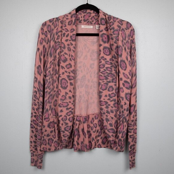 Boston Proper pink cheetah print cardigan-M - Picture 1 of 5